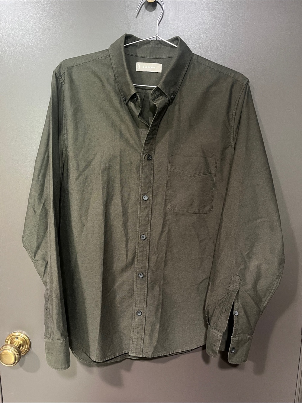 Everlane Men's Olive Button-Down Shirt - Dark Olive